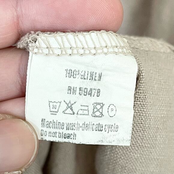 Le Ragazze Dress Neutral Brown Linen Sleeveless V Neck Ruffle Tiered Small NWT - Picture 9 of 11